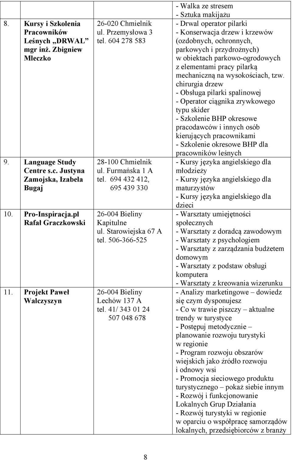 506-366-525 26-004 Bieliny Lechów 137 A tel.