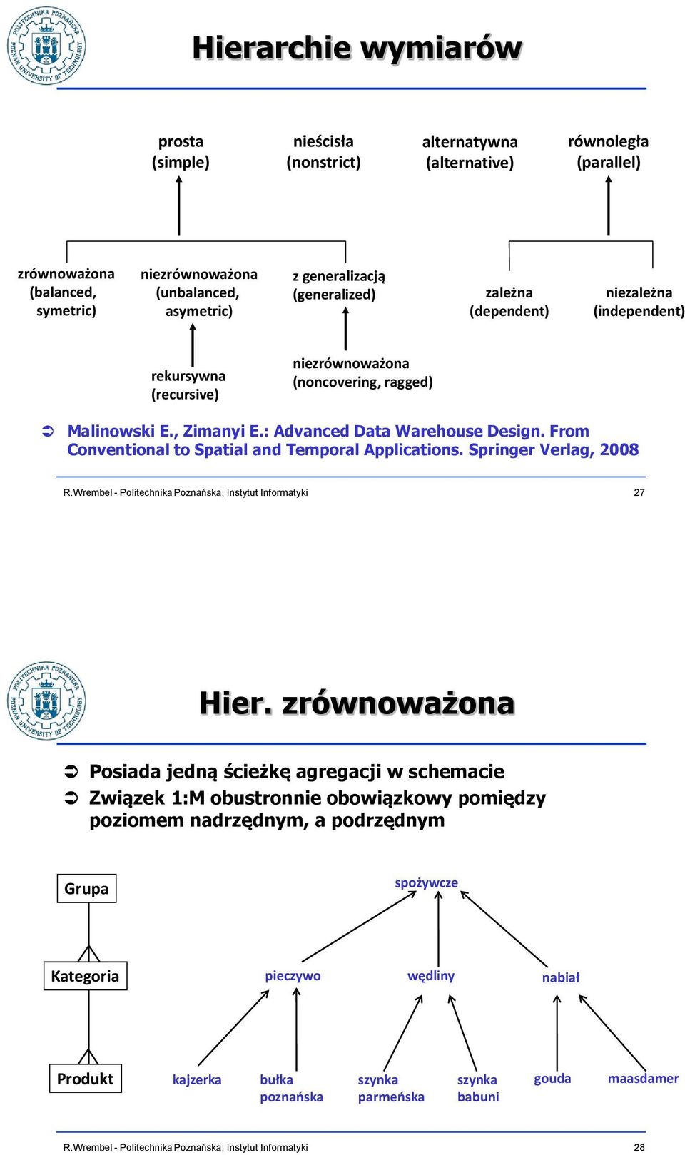 : Advanced Data Warehouse Design. From Conventional to Spatial and Temporal Applications. Springer Verlag, 2008 27 Hier.