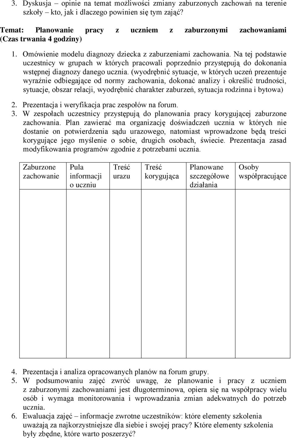 Na tej podstawie uczestnicy w grupach w których pracowali poprzednio przystępują do dokonania wstępnej diagnozy danego ucznia.