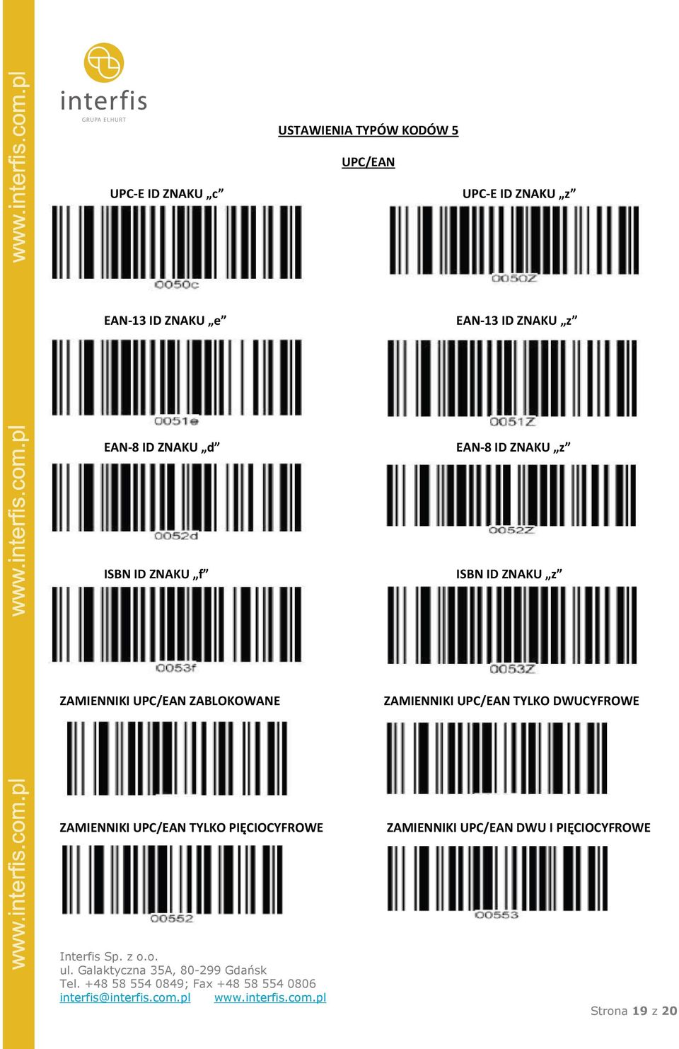 ID ZNAKU z ZAMIENNIKI UPC/EAN ZABLOKOWANE ZAMIENNIKI UPC/EAN TYLKO DWUCYFROWE