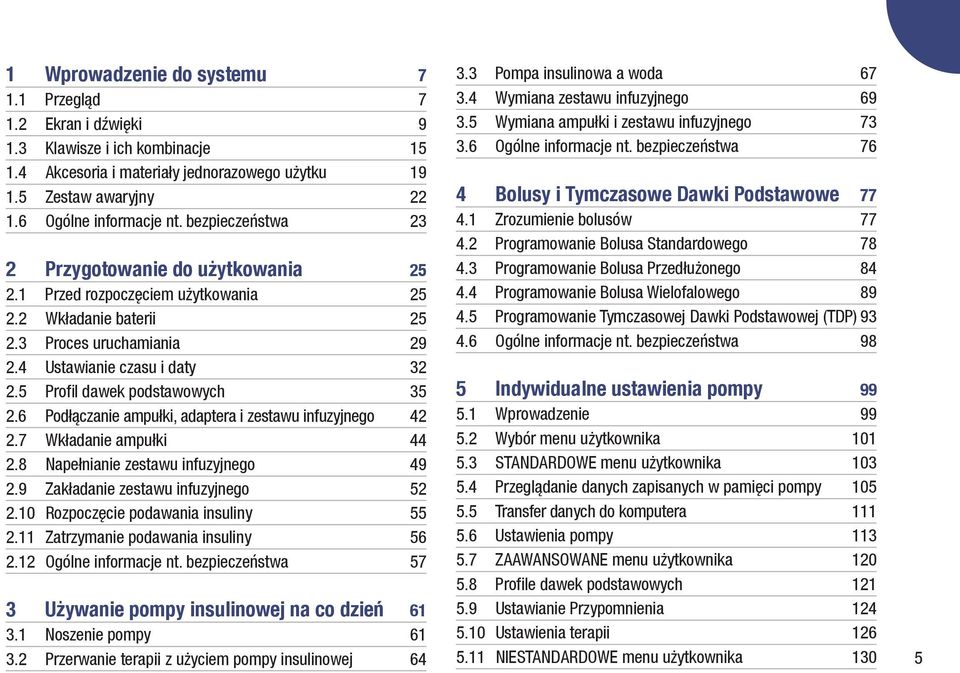 5 Profil dawek podstawowych 35 2.6 Podłączanie ampułki, adaptera i zestawu infuzyjnego 42 2.7 Wkładanie ampułki 44 2.8 Napełnianie zestawu infuzyjnego 49 2.9 Zakładanie zestawu infuzyjnego 52 2.