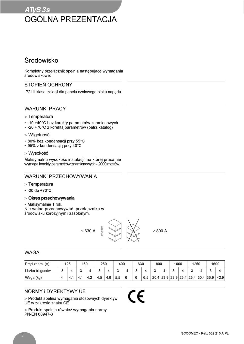 Wysokość Maksymalna wysokość instalacji, na której praca nie wymaga korekty parametrów znamionowych - 2000 metrów.