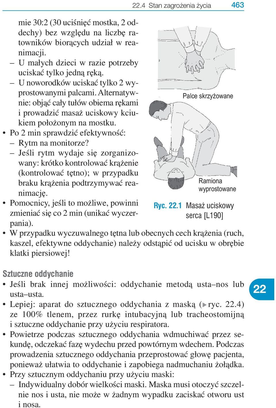 Po 2 min sprawdzić efektywność: Rytm na monitorze? Jeśli rytm wydaje się zorganizowany: krótko kontrolować krążenie (kontrolować tętno); w przypadku braku krążenia podtrzymywać reanimację.