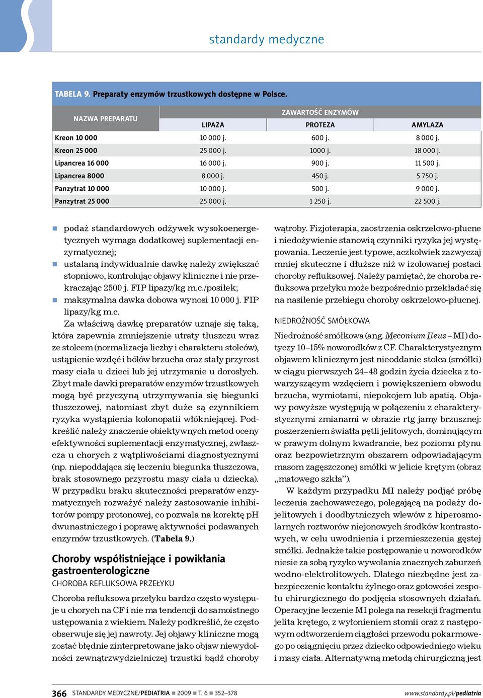 n podaż standardowych odżywek wysokoenergetycznych wymaga dodatkowej suplementacji enzymatycznej; n ustalaną indywidualnie dawkę należy zwiększać stopniowo, kontrolując objawy kliniczne i nie