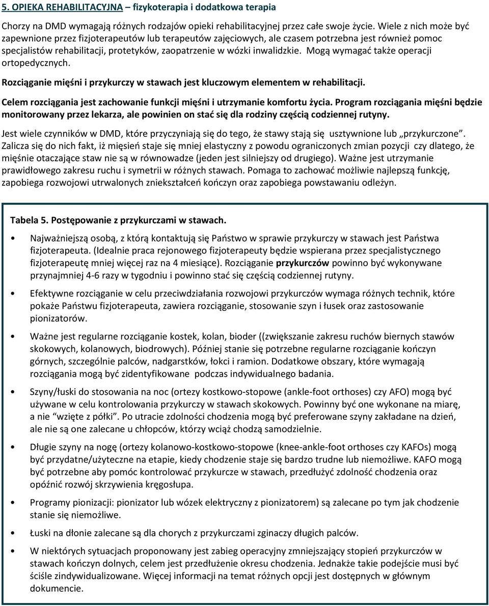 Mogą wymagać także operacji ortopedycznych. Rozciąganie mięśni i przykurczy w stawach jest kluczowym elementem w rehabilitacji.