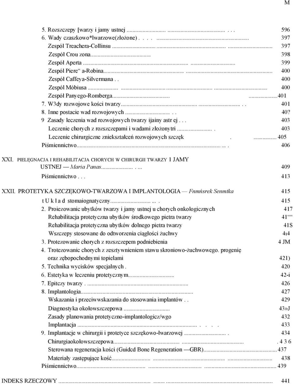 .. 403 Leczenie chorych z rozszczepami i wadami złożonytri.... 403 Leczenie chirurgiczne zniekształceń rozwojowych szczęk.... 405 Piśmiennictwo....... 406 XXI.