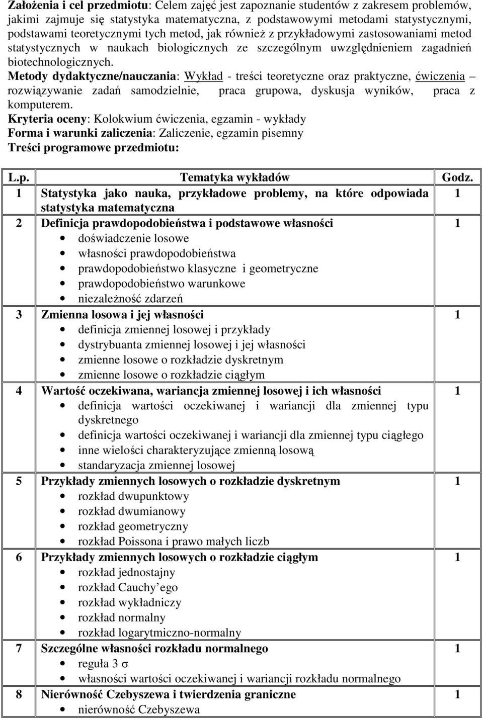 Metody dydaktyczne/nauczania: Wykład - treści teoretyczne oraz praktyczne, ćwiczenia rozwiązywanie zadań samodzielnie, praca grupowa, dyskusja wyników, praca z komputerem.