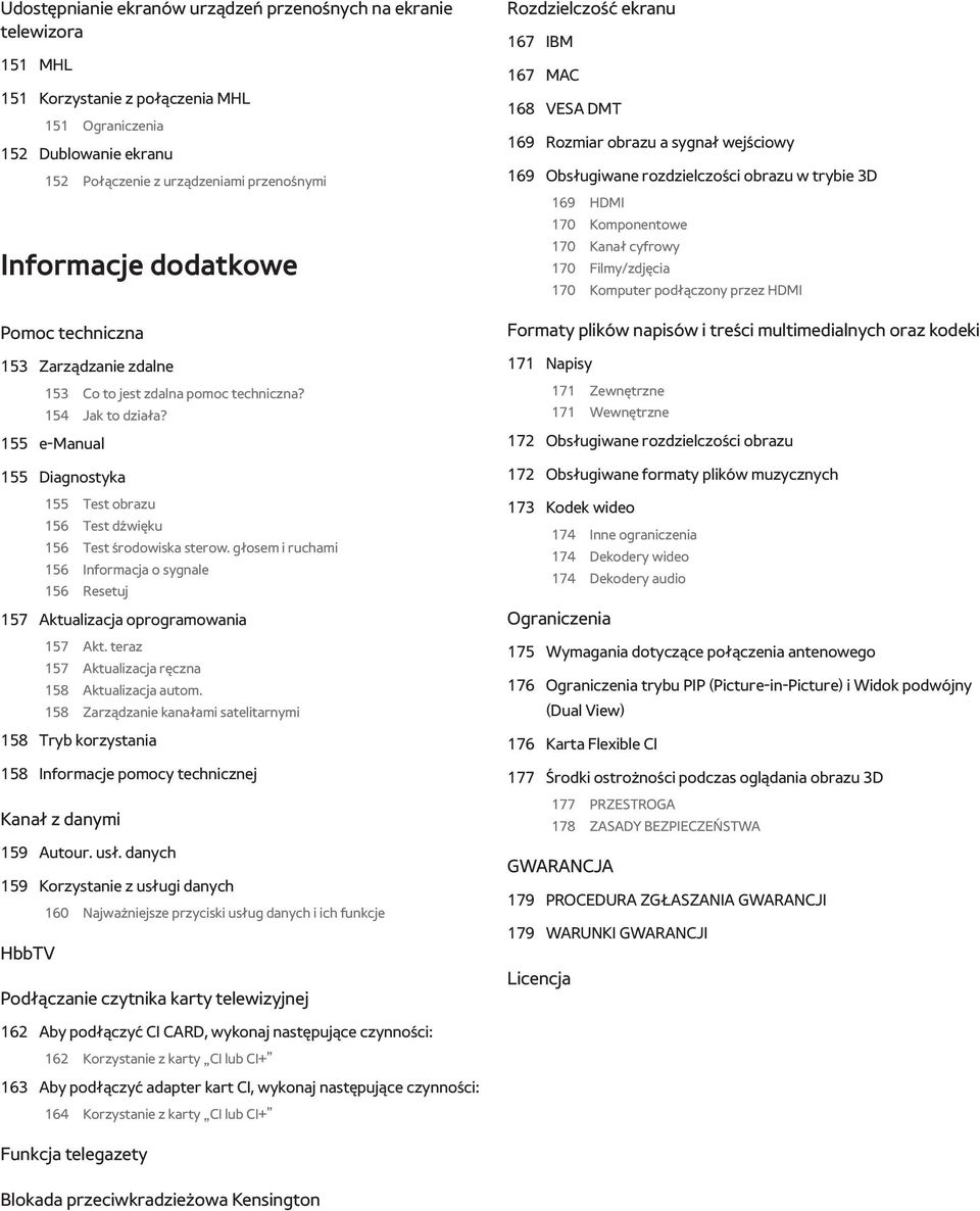 głosem i ruchami 156 Informacja o sygnale 156 Resetuj 157 Aktualizacja oprogramowania 157 Akt. teraz 157 Aktualizacja ręczna 158 Aktualizacja autom.