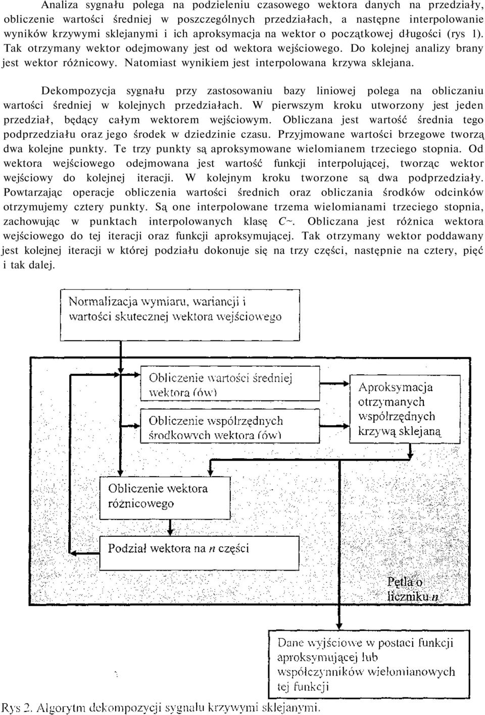 Natomiast wynikiem jest interpolowana krzywa sklejana. Dekompozycja sygnału przy zastosowaniu bazy liniowej polega na obliczaniu wartości średniej w kolejnych przedziałach.