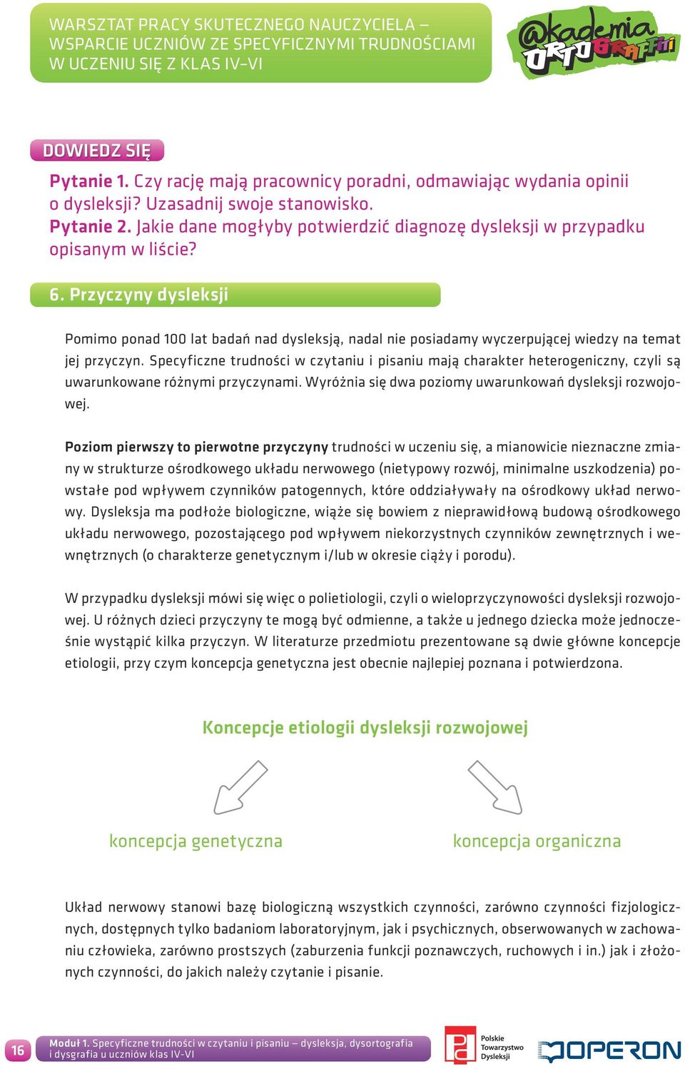 Przyczyny dysleksji Pomimo ponad 100 lat badań nad dysleksją, nadal nie posiadamy wyczerpującej wiedzy na temat jej przyczyn.