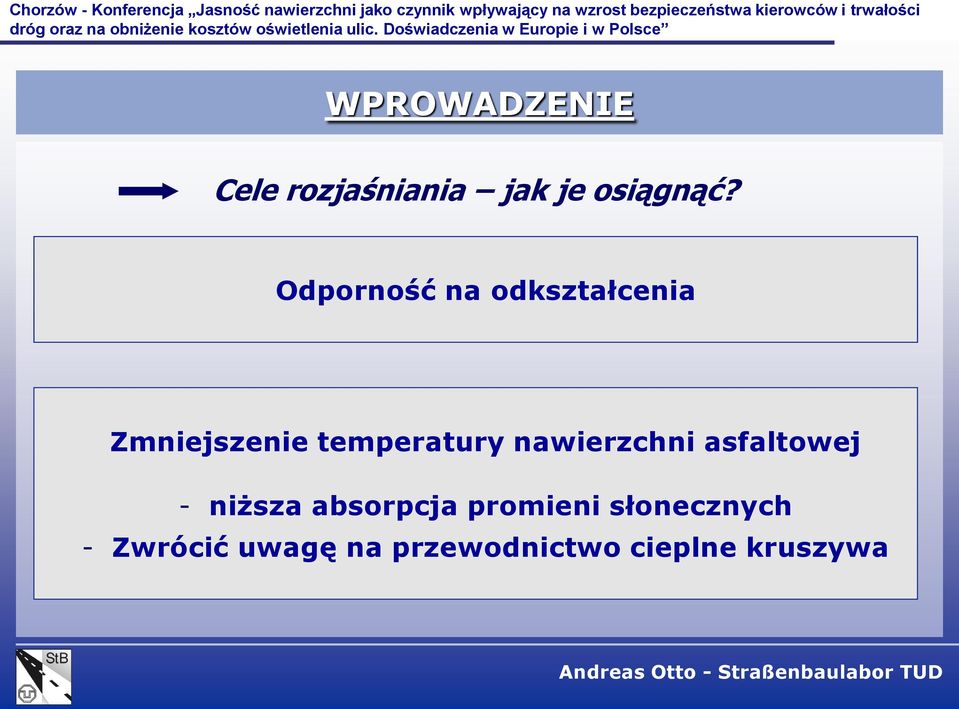 nawierzchni asfaltowej - niższa absorpcja promieni