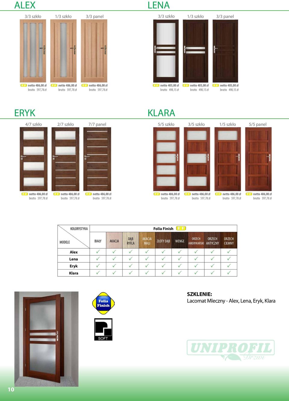 panel 5/5 szkło 3/5 szkło 1/5 szkło 5/5 panel KOLORYSTYKA MODELE BIAŁY AKACJA DĄB RYFLA AKACJA MALI ZŁOTY