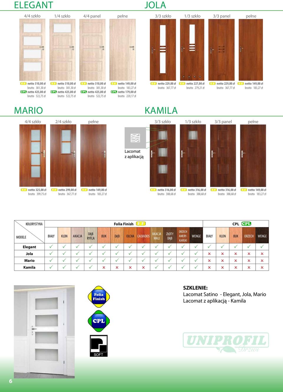 2/4 szkło pełne KAMILA 3/3 szkło 1/3 szkło 3/3 panel pełne Lacomat z aplikacją netto 325,00 zł brutto 399,75 zł netto 299,00 zł brutto 367,77 zł netto 316,00 zł brutto 388,68 zł netto 316,00 zł