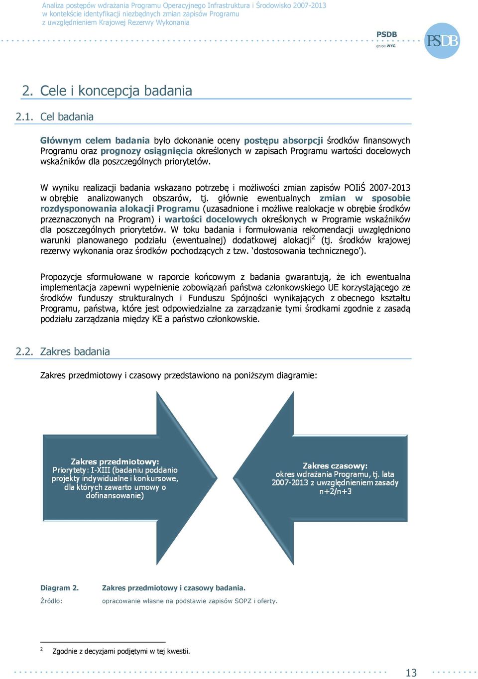 poszczególnych priorytetów. W wyniku realizacji badania wskazano potrzebę i możliwości zmian zapisów POIiŚ 2007-2013 w obrębie analizowanych obszarów, tj.