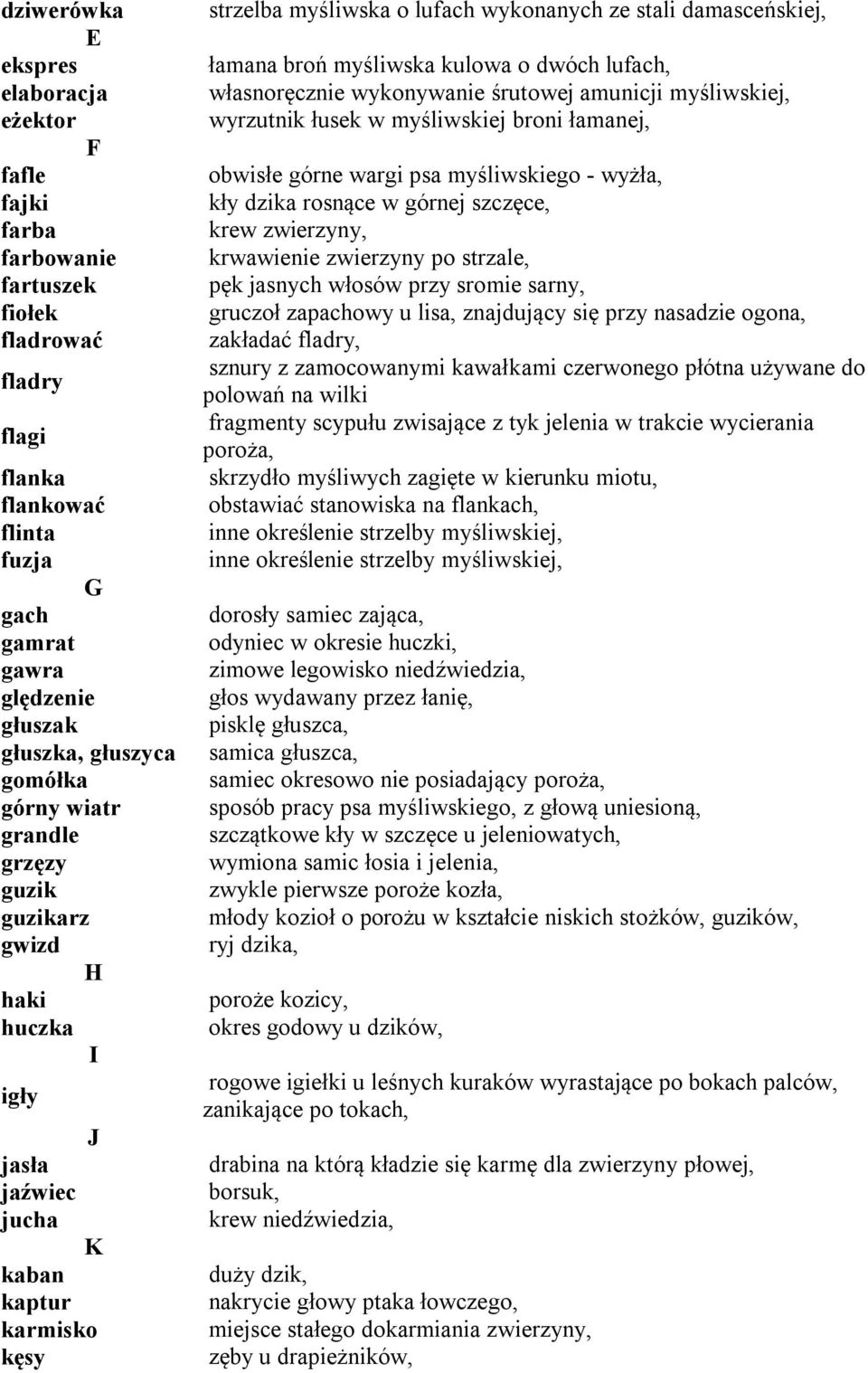 broń myśliwska kulowa o dwóch lufach, własnoręcznie wykonywanie śrutowej amunicji myśliwskiej, wyrzutnik łusek w myśliwskiej broni łamanej, obwisłe górne wargi psa myśliwskiego - wyżła, kły dzika