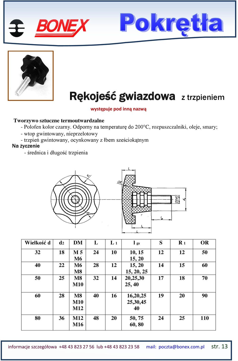 życzenie - średnica i długość trzpienia Wielkość d d2 DM L L 1 l gs S R 1 OR 32 18 M 5 M6 40 22 M6 M8 50 25 M8 M10 24 10 10, 15 15, 20 28 12 15, 20 15, 20, 25