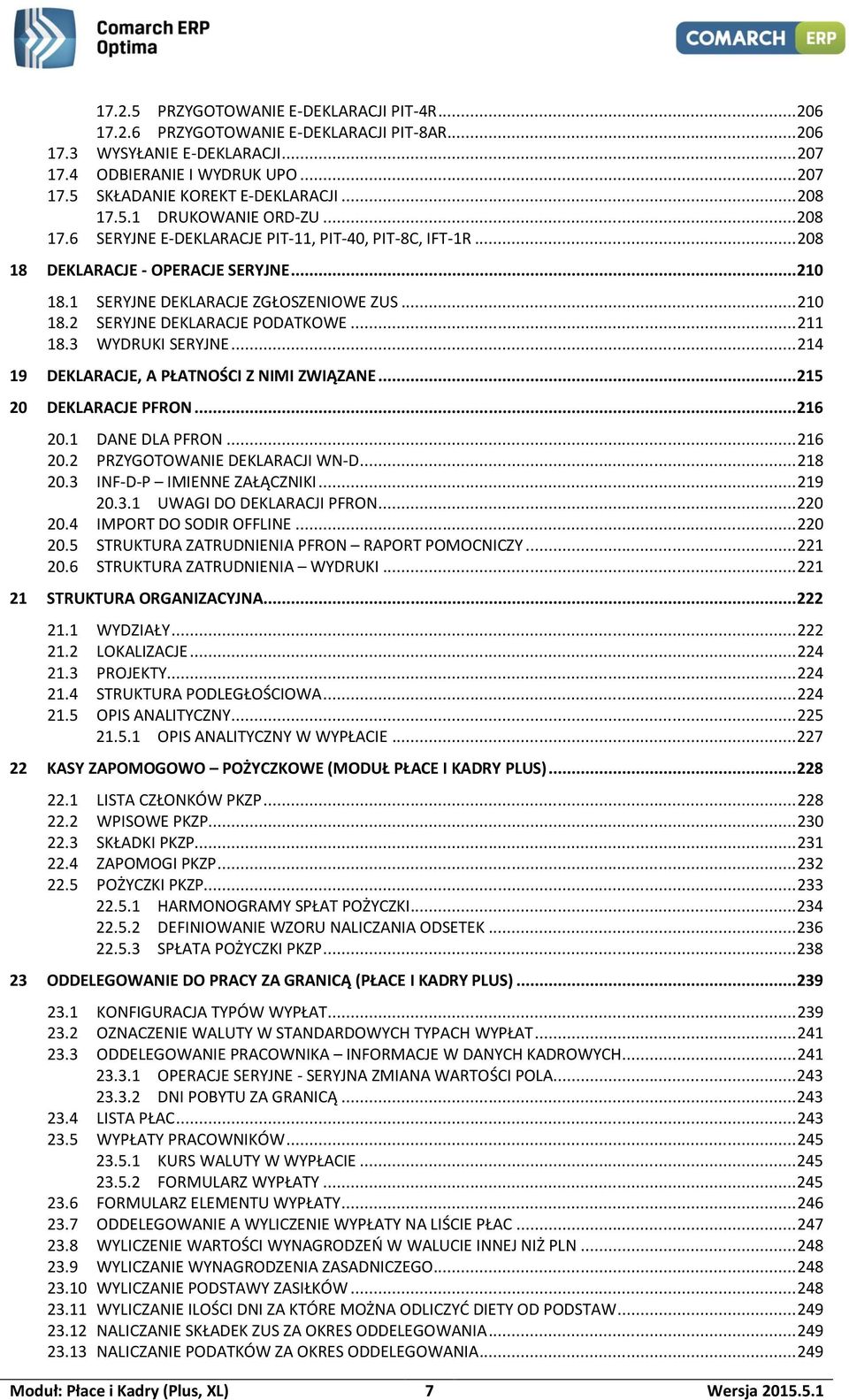 .. 211 18.3 WYDRUKI SERYJNE... 214 19 DEKLARACJE, A PŁATNOŚCI Z NIMI ZWIĄZANE... 215 20 DEKLARACJE PFRON... 216 20.1 DANE DLA PFRON... 216 20.2 PRZYGOTOWANIE DEKLARACJI WN-D... 218 20.