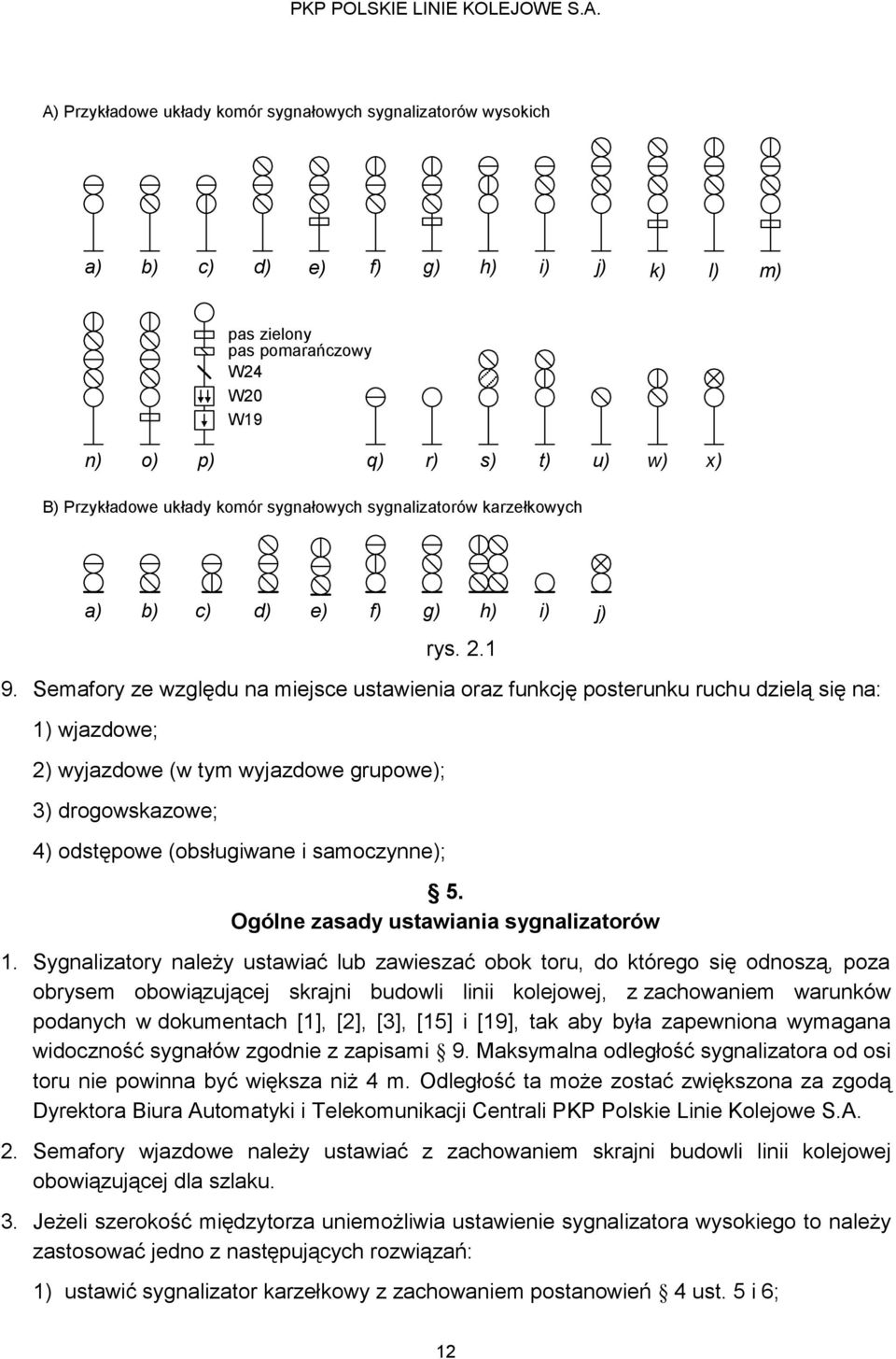 Semafory ze względu na miejsce ustawienia oraz funkcję posterunku ruchu dzielą się na: 1) wjazdowe; 2) wyjazdowe (w tym wyjazdowe grupowe); 3) drogowskazowe; 4) odstępowe (obsługiwane i samoczynne);