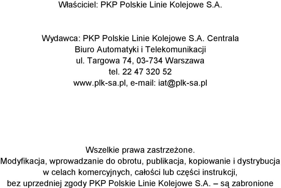 Modyfikacja, wprowadzanie do obrotu, publikacja, kopiowanie i dystrybucja w celach komercyjnych, całości lub