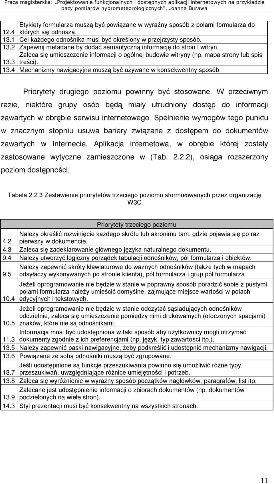 Priorytety drugiego poziomu powinny być stosowane. W przeciwnym razie, niektóre grupy osób będą miały utrudniony dostęp do informacji zawartych w obrębie serwisu internetowego.