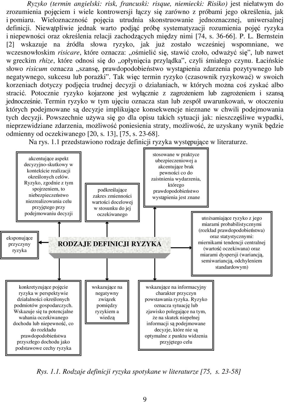 Niewątpliwie jednak warto podjąć próbę systematyzacji rozumienia pojęć ryzyka i niepewności oraz określenia relacji zachodzących między nimi [74, s. 36-66]. P. L.