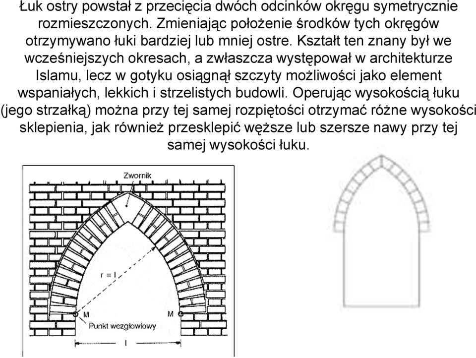 Kształt ten znany był we wcześniejszych okresach, a zwłaszcza występował w architekturze Islamu, lecz w gotyku osiągnął szczyty możliwości