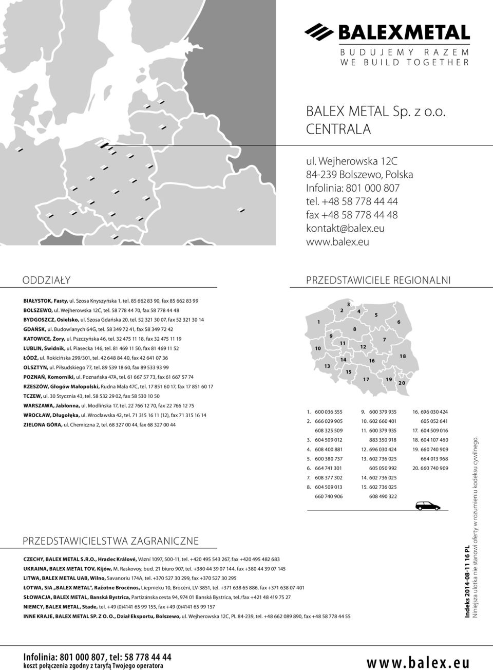 58 778 44 70, fax 58 778 44 48 2 4 5 BYDGOSZCZ, Osielsko, ul. Szosa Gdańska 20, tel. 52 321 30 07, fax 52 321 30 14 1 6 GDAŃSK, ul. Budowlanych 64G, tel.