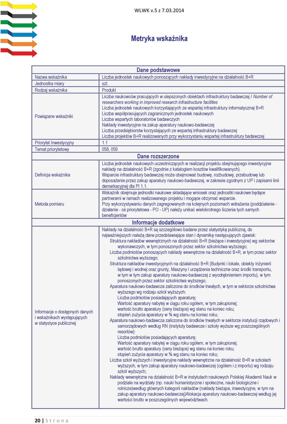 researchers working in improved research infrastructure facilities Liczba jednostek naukowych korzystających ze wspartej infrastruktury informatycznej B+R Liczba współpracujących zagranicznych