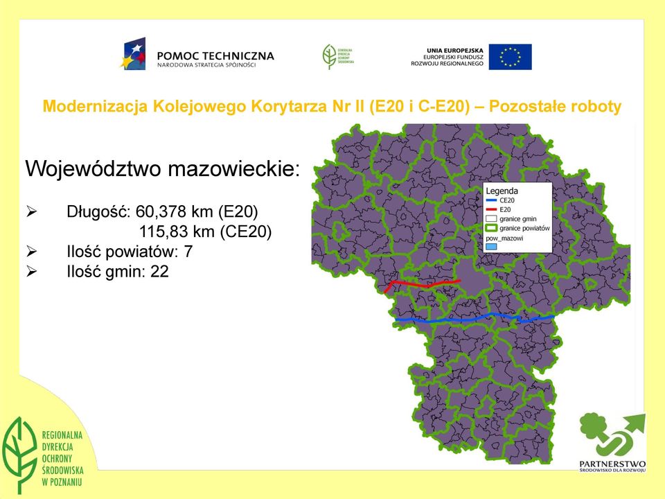 mazowieckie: Długość: 60,378 km (E20)