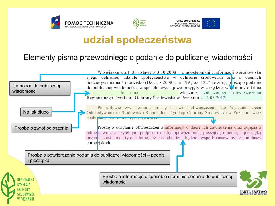 ogłoszenia Prośba o potwierdzenie podania do publicznej wiadomości podpis i