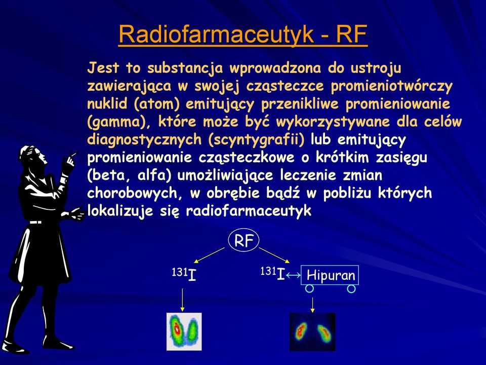 celów diagnostycznych (scyntygrafii) lub emitujący promieniowanie cząsteczkowe o krótkim zasięgu (beta, alfa)
