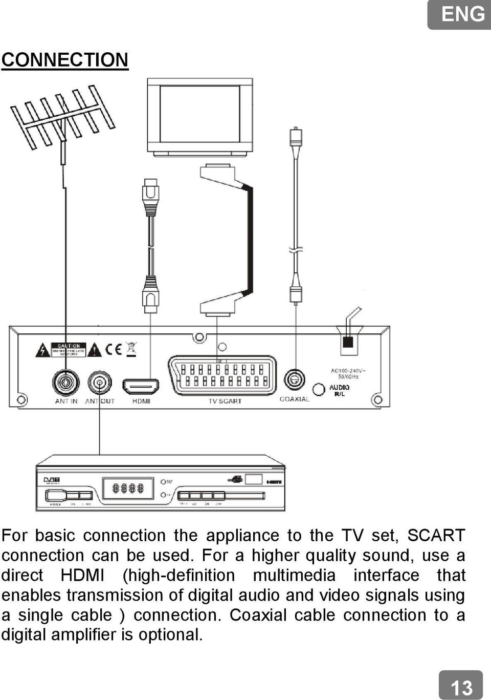 For a higher quality sound, use a direct HDMI (high-definition multimedia interface