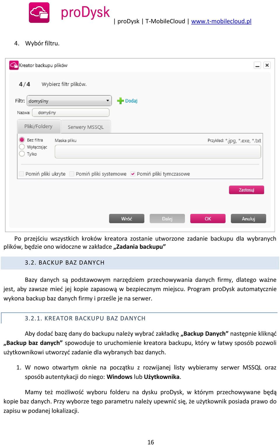 Program prodysk automatycznie wykona backup baz danych firmy i prześle je na serwer. 3.2.1.