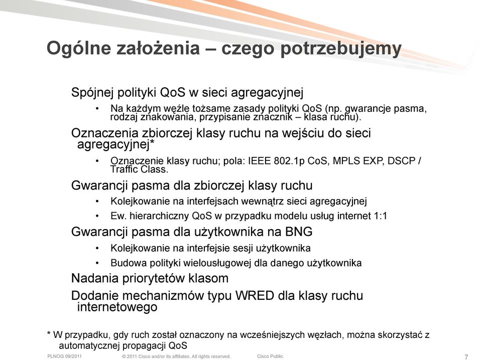 Gwarancji pasma dla zbiorczej klasy ruchu Kolejkowanie na interfejsach wewnątrz sieci agregacyjnej Ew.