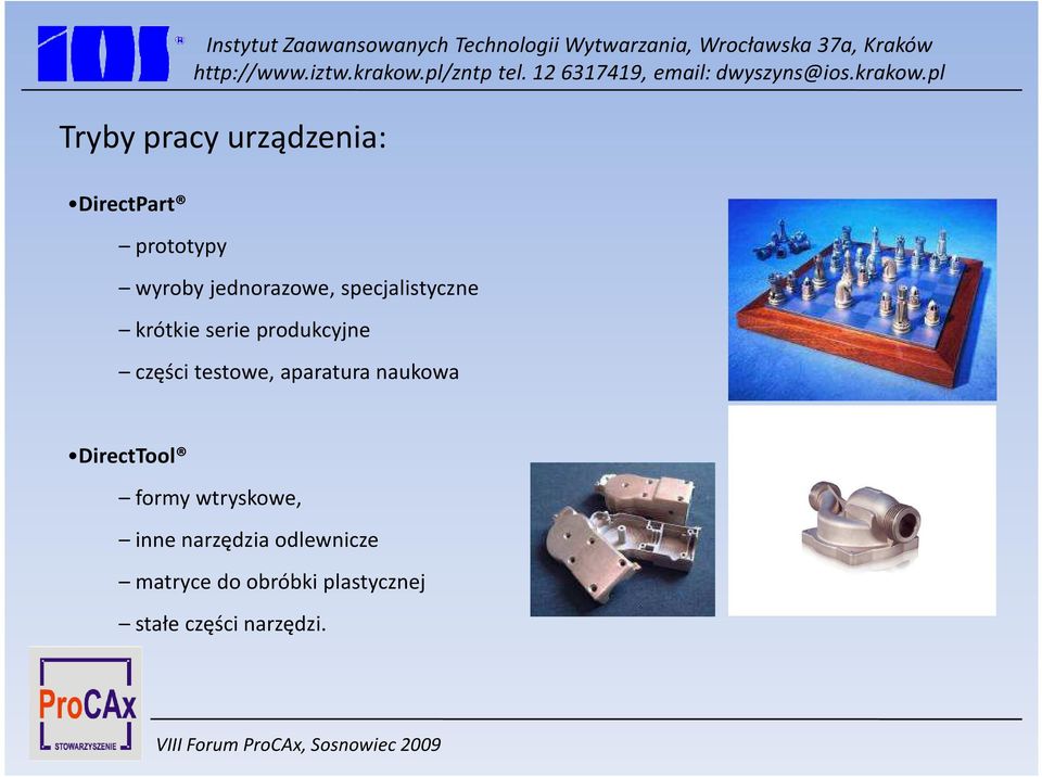 testowe, aparatura naukowa DirectTool formy wtryskowe, inne