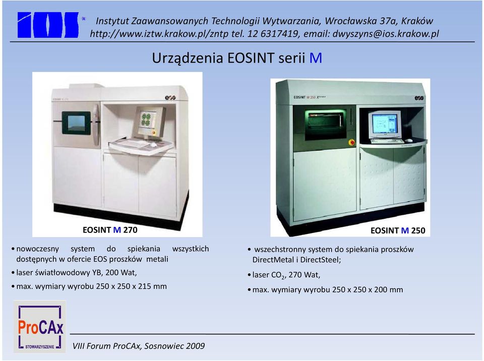 wymiarywyrobu250x250x215mm EOSINT M250 wszechstronny system do spiekania proszków