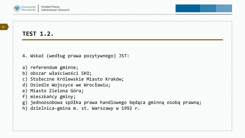 SKO; c) Stołeczne Królewskie Miasto Kraków; d) Osiedle Wojszyce we Wrocławiu; e)