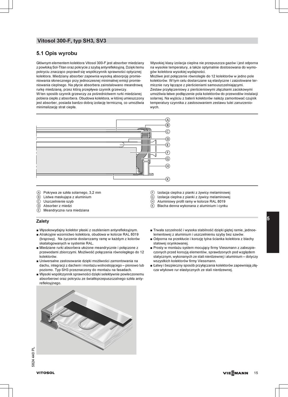 Miedziany absorber zapewnia wysoką absorpcję promieniowania słonecznego przy jednoczesnej minimalnej emisji promieniowania cieplnego.