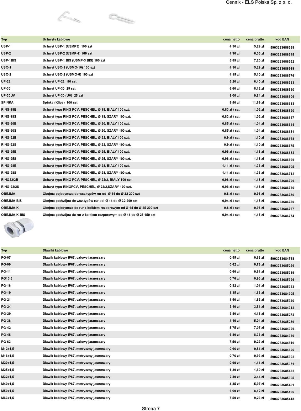 Uchwyt UP-22 50 szt 5,20 zł 6,40 zł 5903263686583 UP-30 Uchwyt UP-30 25 szt 6,60 zł 8,12 zł 5903263686590 UP-30UV Uchwyt UP-30 (UV) 25 szt 8,00 zł 9,84 zł 5903263686606 SPINKA Spinka (Klips) 100 szt