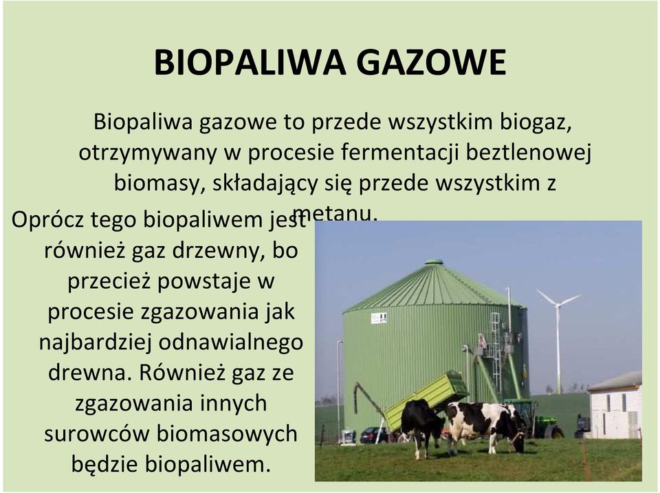 Oprócz tego biopaliwem jest również gaz drzewny, bo przecież powstaje w procesie