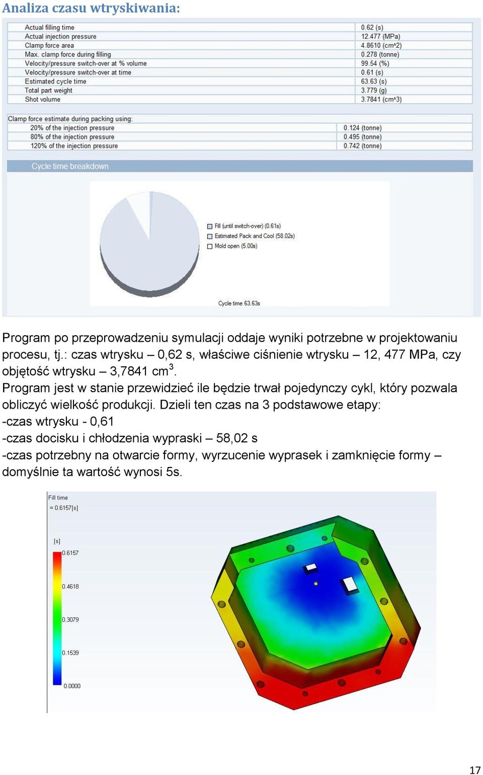 Program jest w stanie przewidzieć ile będzie trwał pojedynczy cykl, który pozwala obliczyć wielkość produkcji.