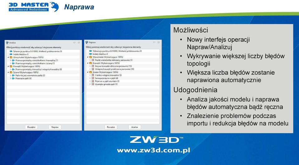 automatycznie Analiza jakości modelu i naprawa błędów automatyczna