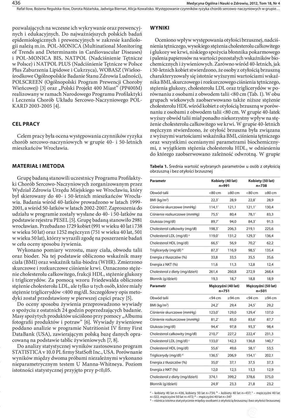 POL-MONICA (Multinational Monitoring of Trends and Determinants in Cardiovascular Diseases) i POL-MONICA BIS, NATPOL (Nadciśnienie Tętnicze w Polsce) i NATPOL PLUS (Nadciśnienie Tętnicze w Polsce