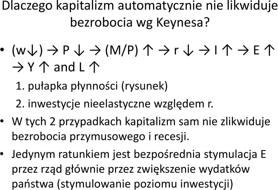 W tych 2 przypadkach kapitalizm sam nie zlikwiduje bezrobocia przymusowego i recesji.