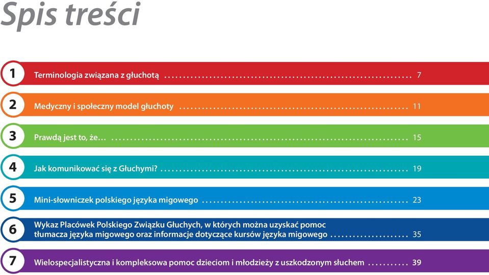 ...................................................... 23 Wykaz Placówek Polskiego Związku Głuchych, w których można uzyskać pomoc tłumacza języka migowego oraz informacje dotyczące kursów języka migowego.