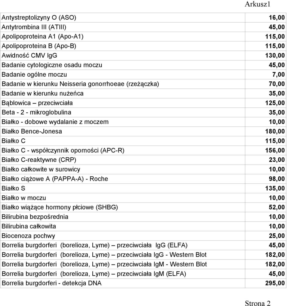 wydalanie z moczem 10,00 Białko Bence-Jonesa 180,00 Białko C 115,00 Białko C - współczynnik oporności (APC-R) 156,00 Białko C-reaktywne (CRP) 23,00 Białko całkowite w surowicy 10,00 Białko ciążowe A