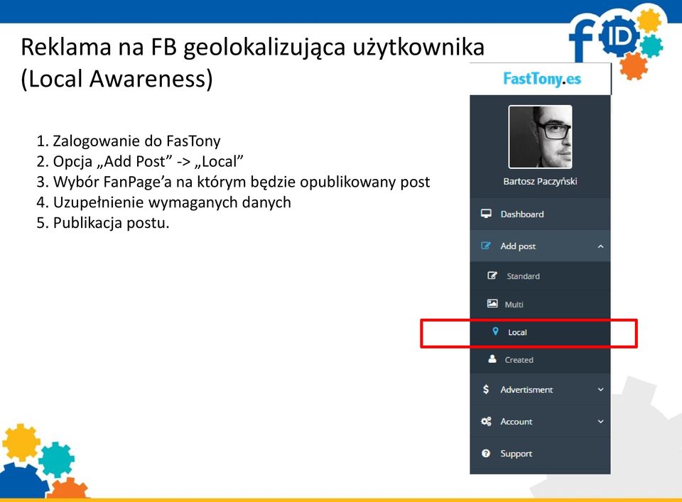 Opcja Add Post -> Local 3.