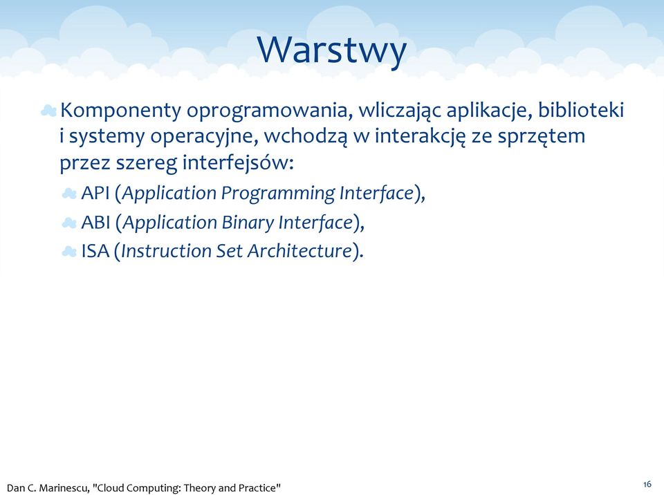 przez szereg interfejsów: API (Application Programming