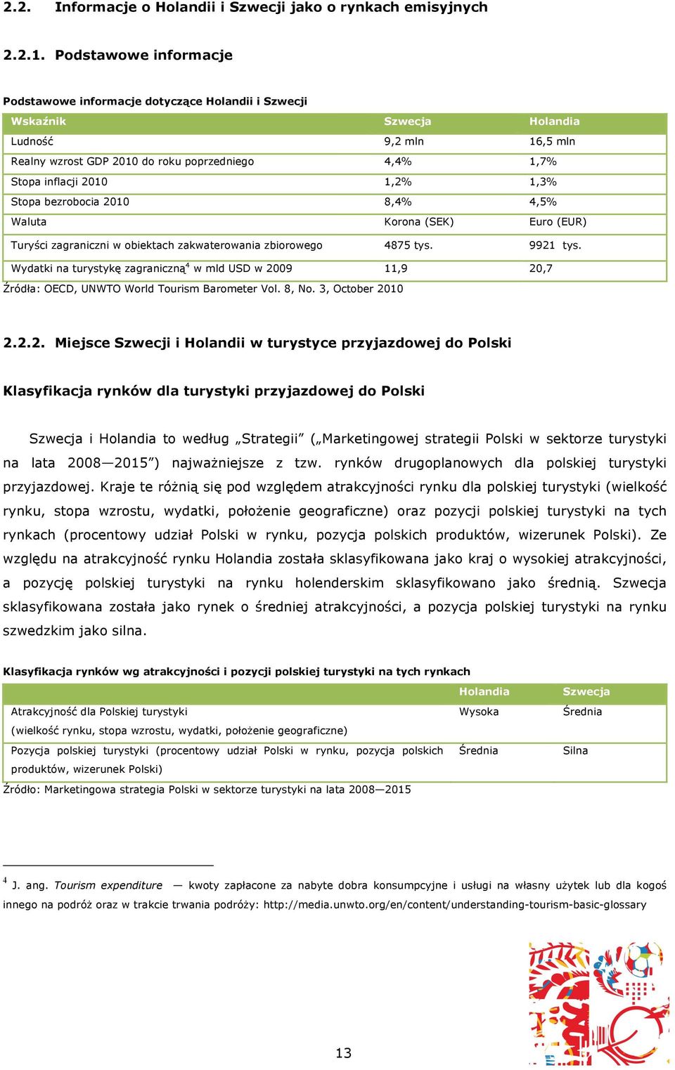 1,2% 1,3% Stopa bezrobocia 2010 8,4% 4,5% Waluta Korona (SEK) Euro (EUR) Turyści zagraniczni w obiektach zakwaterowania zbiorowego 4875 tys. 9921 tys.