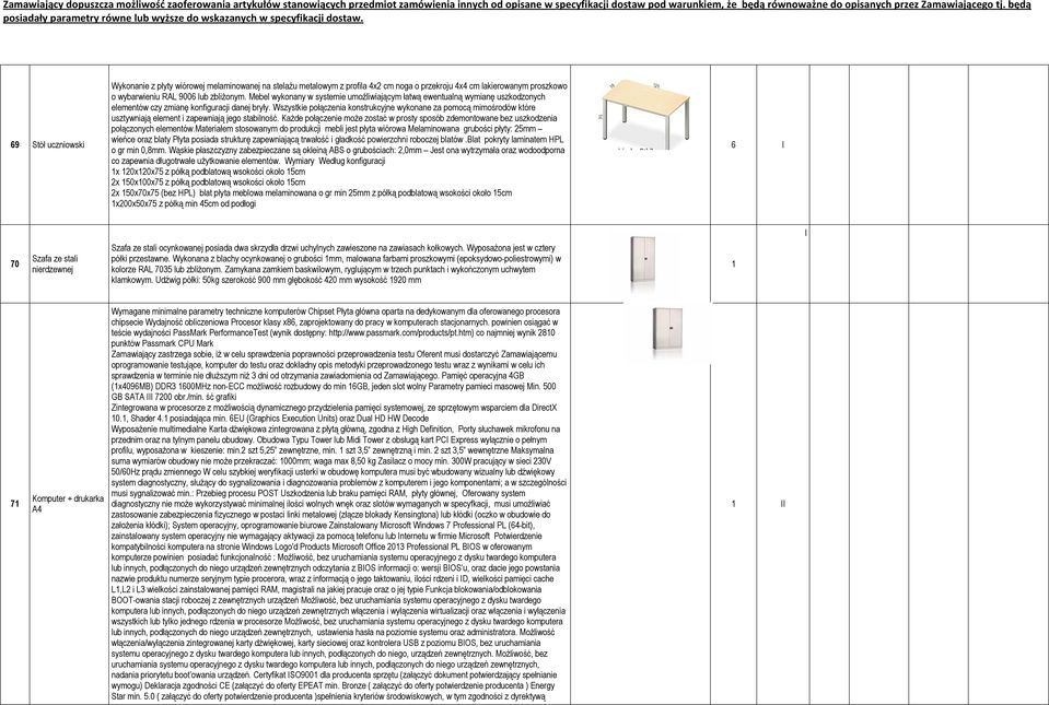 Wszystkie połączenia konstrukcyjne wykonane za pomocą mimośrodów które usztywniają element i zapewniają jego stabilność.